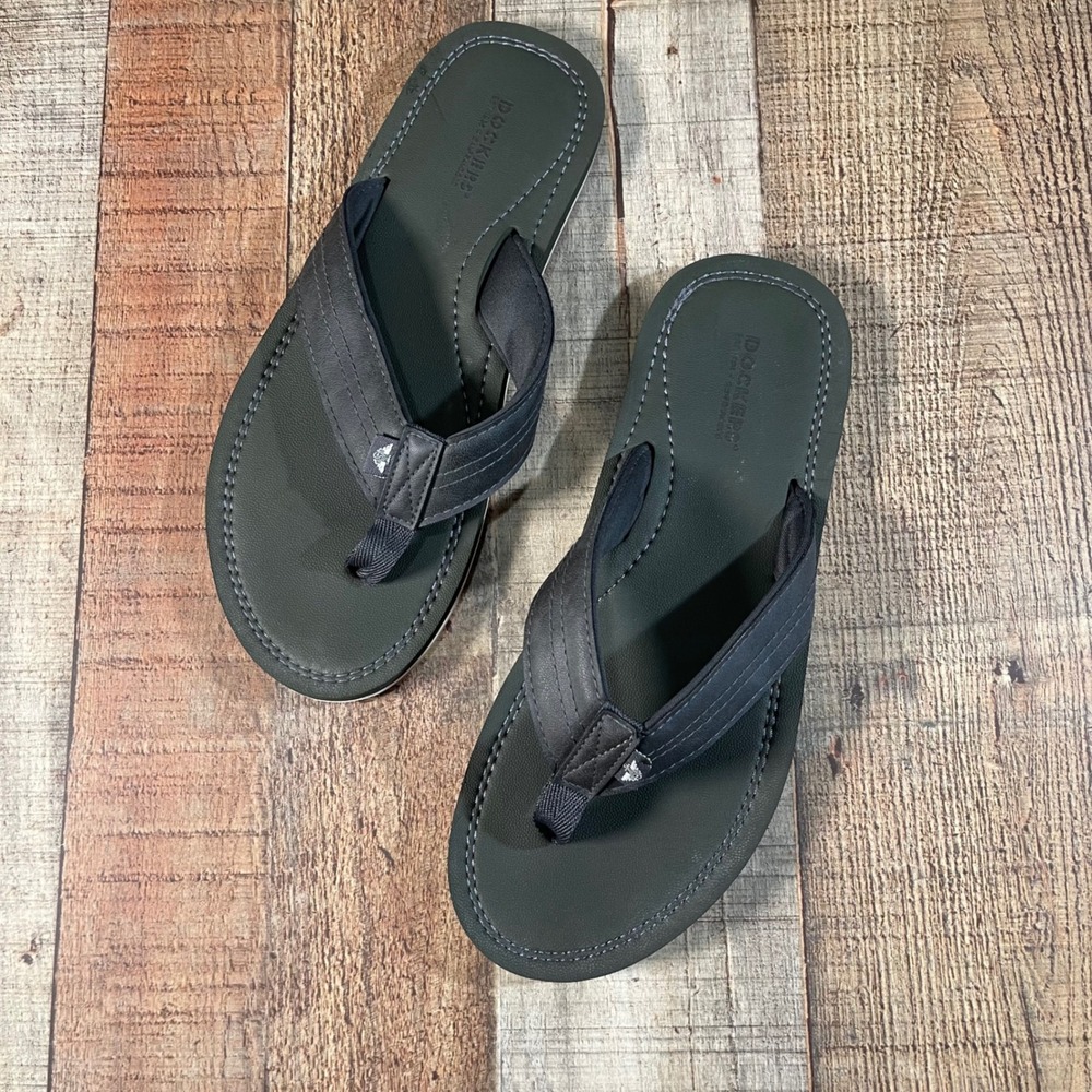 Dockers Men's Size 11 Black Gray Flip Flop Sandals Casual Comfort Thong Shoes
